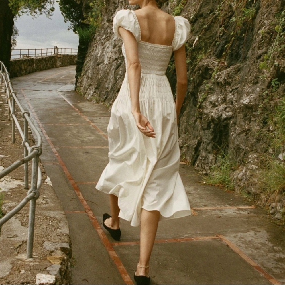 Doen Katherina Shirred Cotton-Voile Midi Dress - Picture 3 of 12